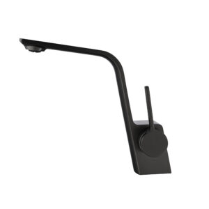 Modern Single-Hole Basin Mixer Tap for Bathroom Deck Mounted Black Finish Brass Washroom Tap Hot & Cold Water Tap