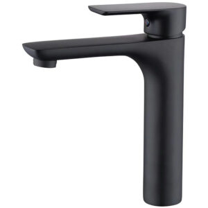 Modern Single-Hole Basin Mixer Tap in Matt Black Thermostatic Hot and Cold Water Brass Basin Faucet
