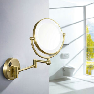 Modern Smart Wall-Mounted Bathroom Mirror Telescopic Folding Vanity with LED Illuminated Aluminum Lenses