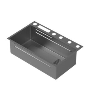 Kitchen Sink Rectangular Shape Black Nano PVD Vacuum Surface Waterfall Brushed Finish