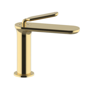 Modern Style Single-Hole Brushed Gold Basin Faucet Deck Mounted in the Bathroom Brass Basin Mixer Tap