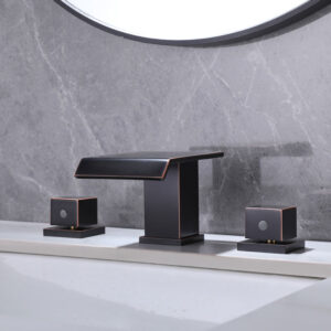 Modern Thermostatic 3-Hole Widespread Bathroom Faucet Deck Mounted Brass Basin Mixer Dual Handle Sink Basin Faucet