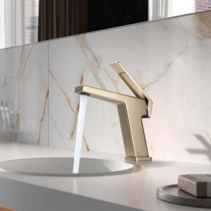 Modern Vanity Faucet Brushed Gold Wash Basin Faucet Single Handle Deck Mounted Brass Bathroom Sink Tap