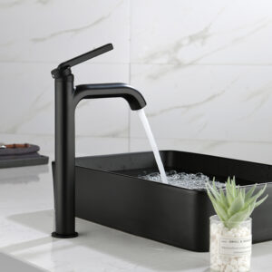 Modern Wash Basin Faucet Matte Black Lavatory Vanity Faucet Brass Tall Single Handle Bathroom Sink Faucet