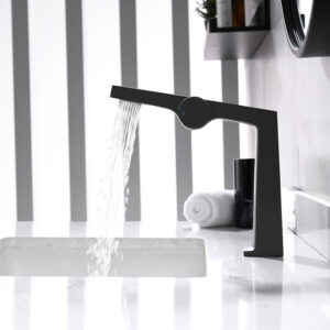 Modern Wash Basin Faucet Matte Black Single Hole Bathroom Sink Tap Deck Mounted Brass Vessel Sink Faucet