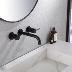 Modern bathroom sink faucet 3 hole brass bathroom mixer tap hot cold water matte black basin faucets