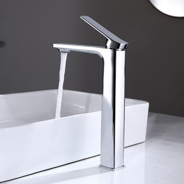 high quality hot and cold ceramic high foot wash brass single handle bathroom sink basin 304 stainless steel faucet