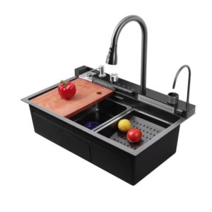 Multifunctional 304 Stainless Steel Kitchen Sink with Waterfall Faucet