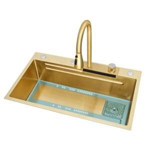 Stainless Steel Smart Kitchen Sinks  Large Single Bowl Waterfall Kitchen Sink