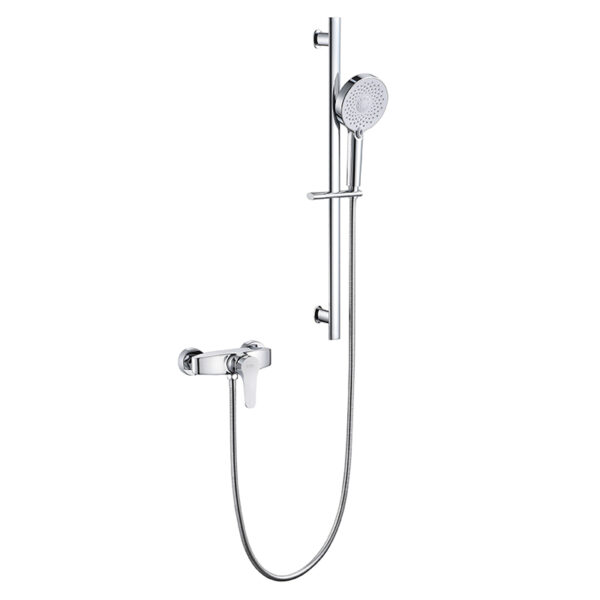 New Design Bathroom Wall Mounted Shower Mixer With Sliding Bar Rain Shower Head Bath Faucet Shower Set