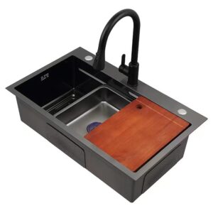 Stainless Steel Sink Honeycomb Embossed Nano Large Single Sink with Cup Washer