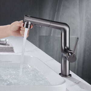 One Handle Lavatory Sink Chrome Faucet with Sprayer Single-Handle Pull Out Sprayer Spare Bathroom Vanity Bathroom mixer (2)