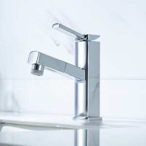 Pull-down brass stirrer chrome-plated wash basin faucet