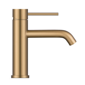 Rose Golden Brush Finish Modern Design Single Hole Deck Mounted Solid Brass Basin Taps for Hand Wash in Bathroom Single Handle