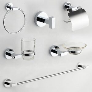 Round Design Bathroom Sanitary Hardware Wall Mounted Chrome Bathroom Accessories Set