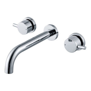 Round Double Handles Wall Mounted Chrome Brass Hot and Cold Wash Basin Mixer Faucets