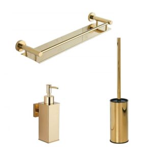 Round Toilet Bathroom Accessories , Hotel Shower Bathroom Accessories Set, Bathroom Sets Gold