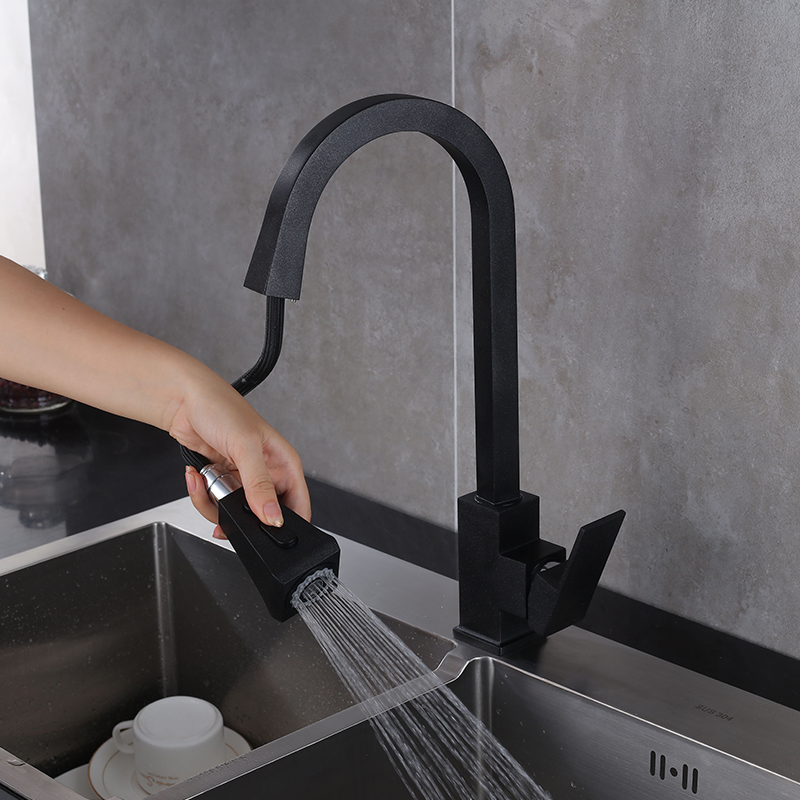 7-shaped High Quality Matte Black Pull-out Sprayer Kitchen Faucet Hot ...