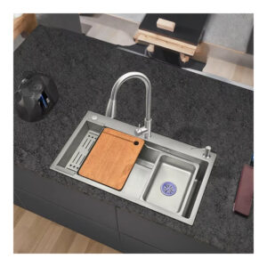 Single Bowl Kitchen Sink, High-quality Gun Gray Nano Stainless Steel Sink