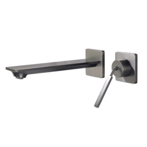 Single-Handle Wall-Mounted In-Wall Brass Basin Faucet Hot & Cold Water Supply Gun Metal Finished Bathroom Tap