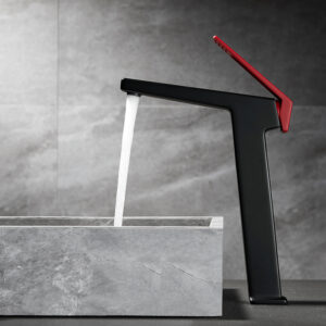 Single Hole Brass Basin Faucet Mixer Tap Deck Mounted Black Red Lavatory Vanity Faucet Ceramic Value Bathroom Sink Faucet