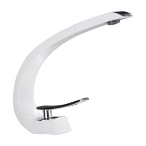 Single-Hole Deck Mounted Brass Bathroom Tap Unique Design Hot & Cold Water Faucet with White Finish Basin Faucet