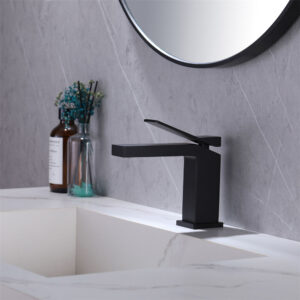 Solid Brass Matt Black Finished Hot and Cold Deck Mounted Basin Mixer Faucet