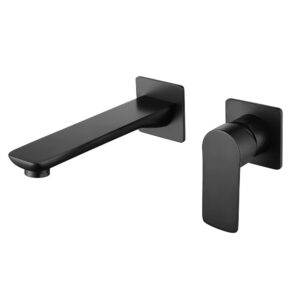 Solid Brass Matt Black Finished Single Handle Wall Mounted Bathroom Basin Faucet