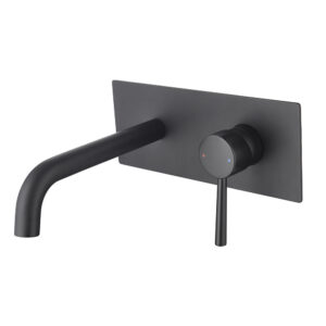 Solid Brass Modern Design Matt Black Single Handle Thermostatic Basin Taps Hot and Cold Wall Mounted Basin Faucet