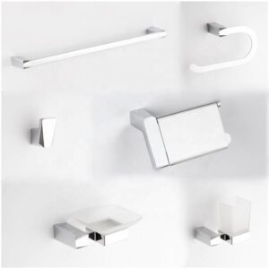 Square Design Bathroom Fixtures Wall Mounted Chrome Bathroom Accessories Set