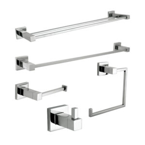 Stainless Steel 304 Sanitary Ware Factory square Design Wall Mounted Bathroom Hardware Sets Restroom Accessories