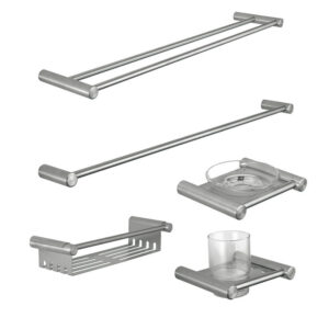 Bathroom Accessories Set Satin Tissue Holder Towel Bar, Soap Basket Towel Rack Glass Rack Hardware Set