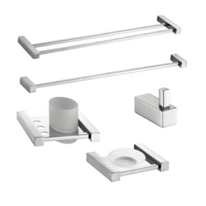 Stainless Steel Sanitary Ware Bathroom Accessories Towel Bar Soap Dish Fashion Accessory Square Bathroom Toilet Paper Holder