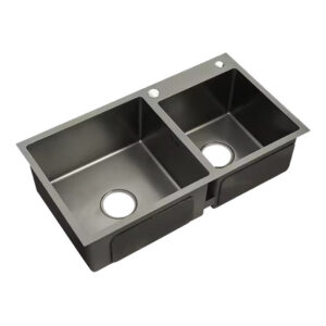 Top Mount Stainless Steel Double Basin Kitchen Sink Durable Easy to Clean