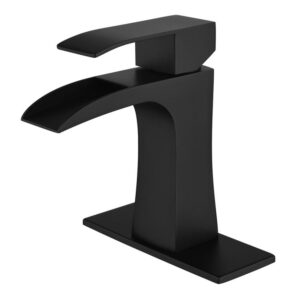 Top Selling Solid Brass Single Handle Waterfall Spout Hot Cold Bathroom Basin Faucet with Black Basin Tap Mixer