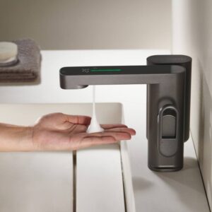 Touchless Bathroom Sink Faucet Digital Temperature Display Wash Basin Faucet Brass Smart Water Tap With Automatic Soap Dispenser