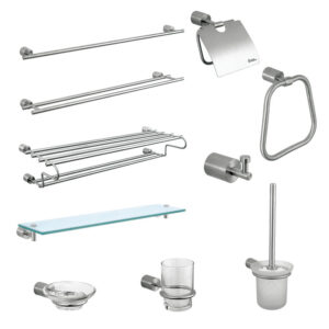 Wall Mount Bathroom Corner Hardware Rack Satin Finished Stainless Steel Bathroom Accessories Sets