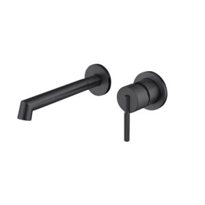 Wall Mounted Single Handle Hot and Cold Water Faucet Matt Black Finished Solid Brass Basin Mixer Taps