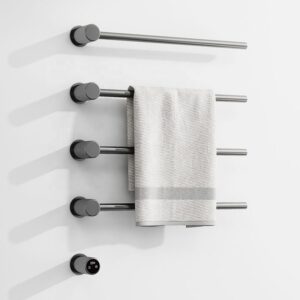 Wall Mounted Smart Electric Towel Rail Heating Drying Straight Radiant Hardwired Towel Warmer Radiator Brushed Finish