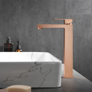 Wash Faucet Deck Mounted Single Hole Brushed Rose Gold Finish Hot Cold Water Tap Brass Single Handle Basin Mixer