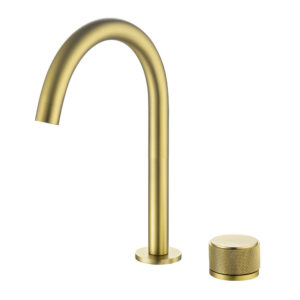 Waterfall 2 Hole High Quality Brushed Gold Bathroom Ceramic CUPC Cartridge Brass Basin Mixer