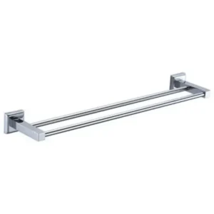 Wholesale Bathroom Hotel Home Square Chrome Wall Mounted Double Towel Rail 304 Stainless Steel Towel Rack Towel Bar