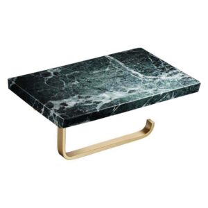 Wholesale Modern Hotel Bathroom Wall Mounted Green Marble Toilet Paper Holder With Shelf