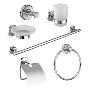 Wholesale Round Design Bathroom Sanitary Wall Mounted Stainless Steel 304 Towel Rail Set Bathroom Accessories