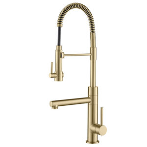 contemporary deck mounted pull down kitchen faucet