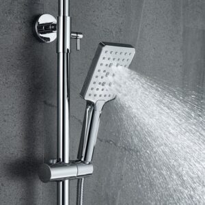 Chrome bathroom shower faucet with hand shower