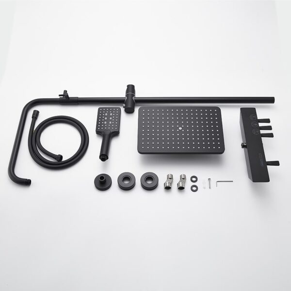 Matte black thermostatic shower set