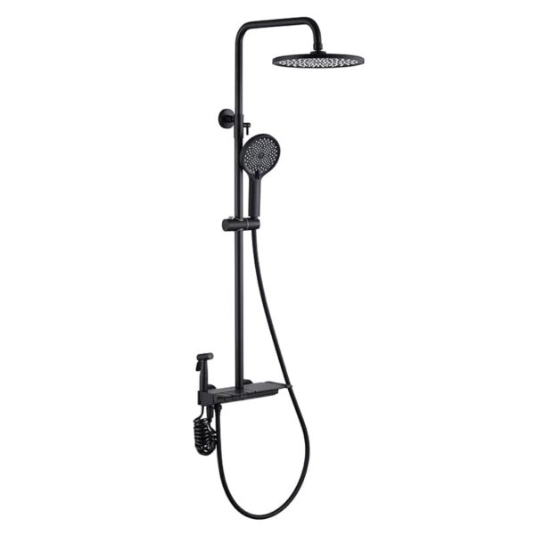 With handheld high-pressure shower